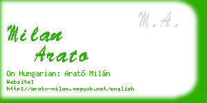 milan arato business card